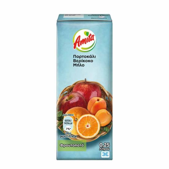 Amita Χυμός Πορτοκάλι Βερίκοκο Μήλο 250ml