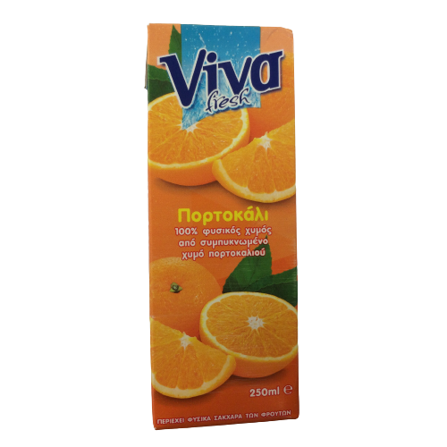 Viva 100 Φυσικός Χυμός Πορτοκάλι 250ml 2