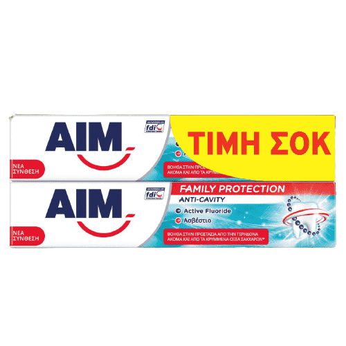 Aim Οδοντόκρεμα Family Protection Anti-Cavity 2x75ml