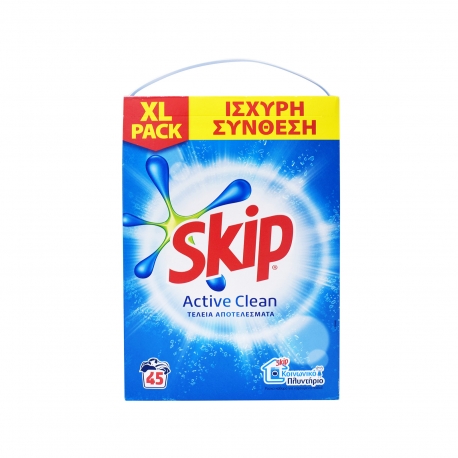 Skip Active Clean Απορρυπαντικό Ρούχων 45 Μεζούρες 2,925kg