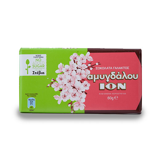 Σοκολάτα Αμυγδάλου No Sugar Με Stevia Χωρίς Γλουτένη 60gr
