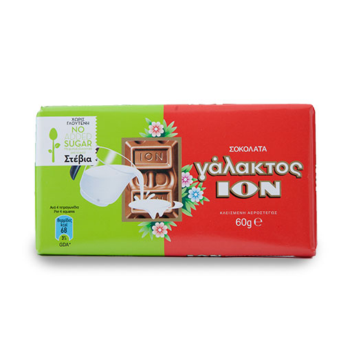 Σοκολάτα Γάλακτος No Sugar Με Stevia Χωρίς Γλουτένη 60gr