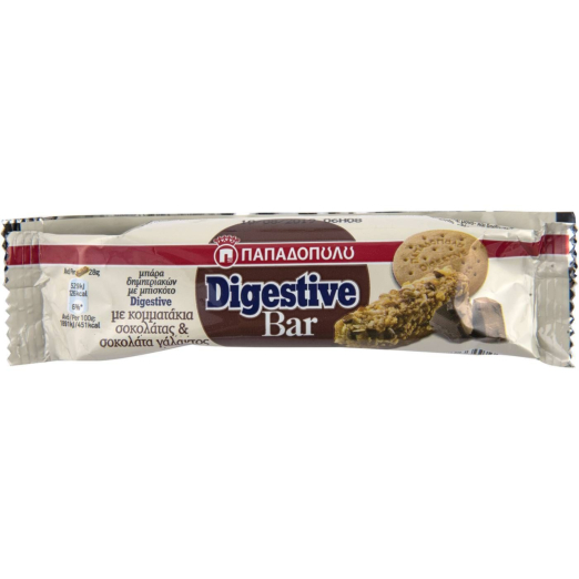 Παπαδοπούλου Digestive Bar Με Κομμάτια Σοκολάτας 28gr