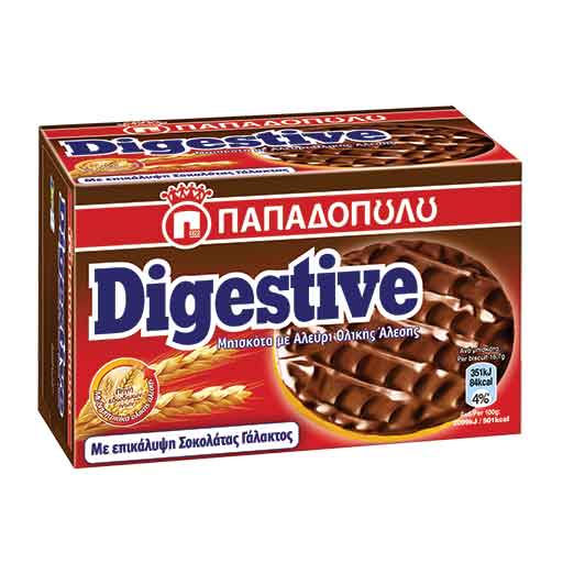 Παπαδοπούλου Digestive Μπισκότα Με Επικάλυψη Σοκολάτας Γάλακτος 200gr