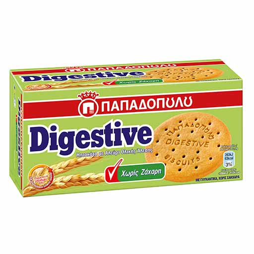 Παπαδοπούλου Digestive Μπισκότα Χωρίς Ζάχαρη 250gr