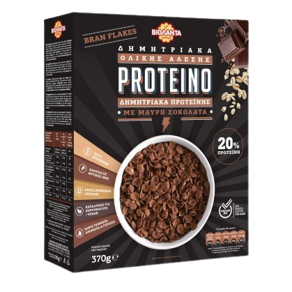 Proteino Δημητριακά Πρωτεΐνης Με Μαύρη Σοκολάτα 370gr 1