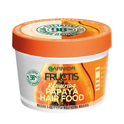 Garnier Fructis Μάσκα Μαλλιών Papaya Hair Food Για Φθαρμένα Μαλλιά 390ml