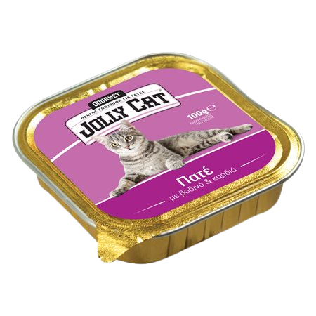 Jolly Cat Τροφή Γάτας Πατέ Με Βοδινό & Καρδιά 100gr