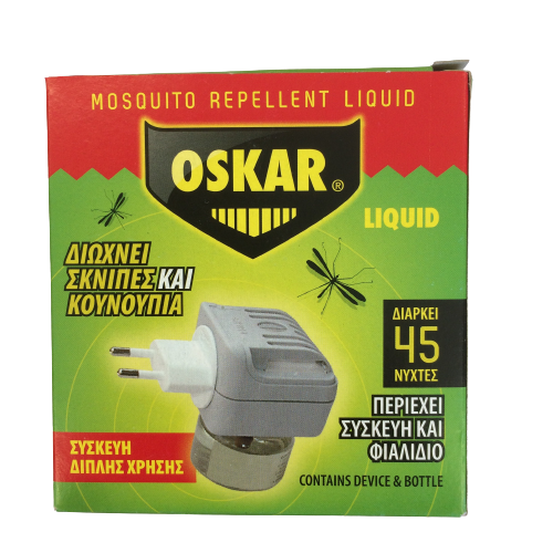 Oskar Ηλεκτρονική Απωθητική Συσκευή Εντόμων Διπλής Χρήσης Με Υγρό 30ml Διαρκεί 45 Νύχτες