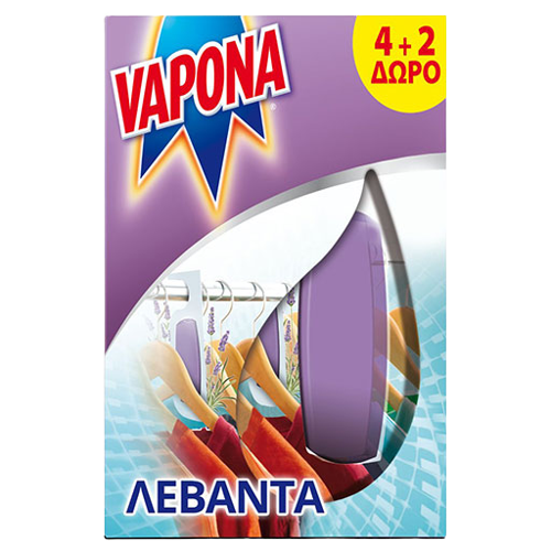 Vapona Gel Σκοροκτόνο Με Άρωμα Λεβάντα 4+2 Δώρο