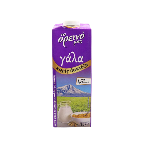 Το Ορεινό Μας Γάλα Χωρίς Λακτόζη 1,5% 1Lt