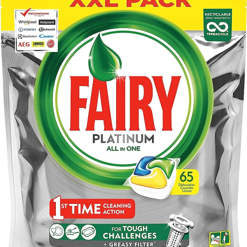 Fairy Platinum Απορρυπαντικό Πλυντηρίου Πιάτων Lemon Κάψουλες 65τμχ