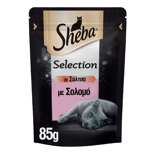 Sheba Πλήρης Τροφή Για Ενήλικες Γάτες Με σολομό 85gr